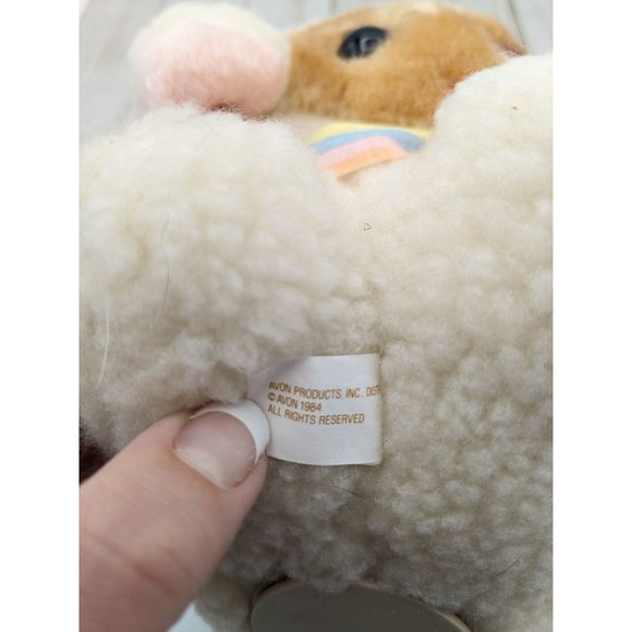 Vintage 1984 AVON Plush LAMB Bank w/ Stopper Stuffed Animal Toy - Picture 5 of 6